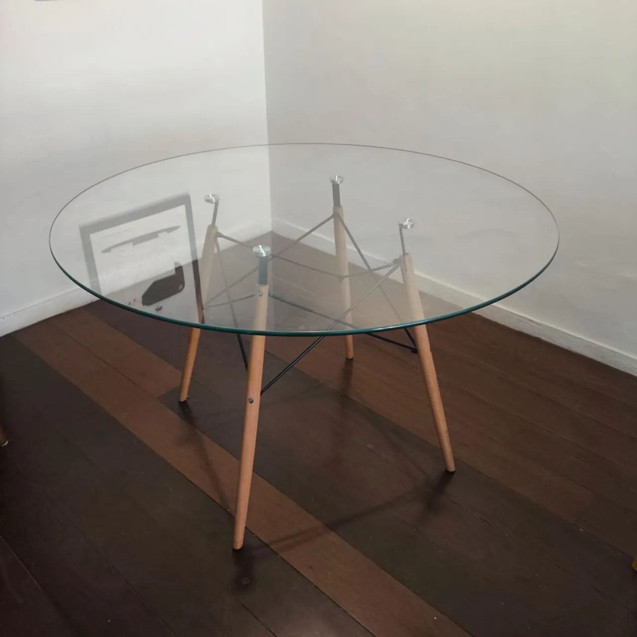 Mesa de Vidro 1,20 cm, com Base em Madeira - Foto 2