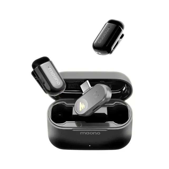 Kit Case com 2 Microfone Profissional de Lapela Sem Fio Maono Wave T1 Mini - WZetta - Foto 4