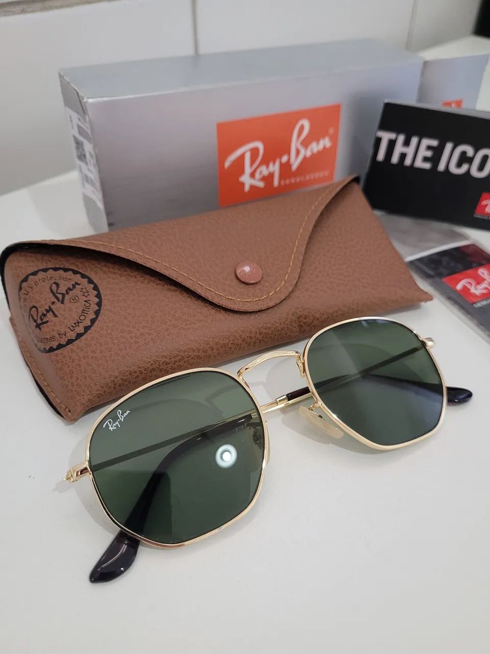 Ray ban hexagonal rb3548 clássico oculos de sol feminino masculino 