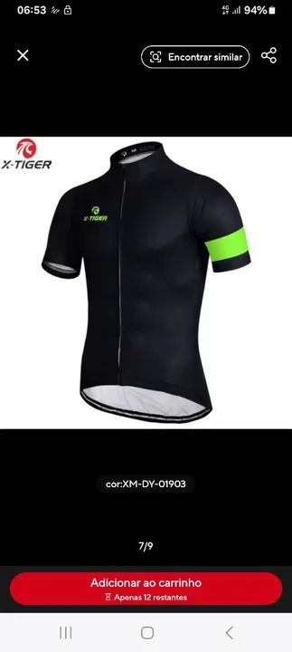 Camiseta Ciclismo X-Tiger - Tamanho M - Preto