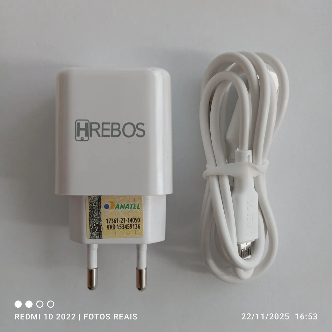 Kit carregador celular com cabo micro USB V8 rápido HRebos - Foto 2