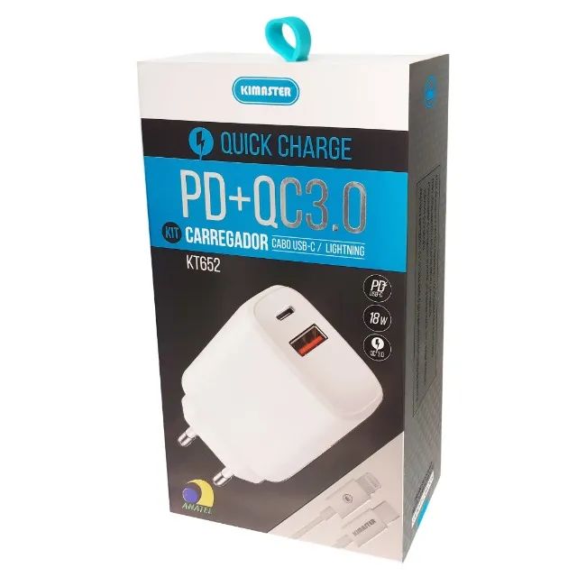 Kit Carregador + Usb-c / Cabo P/ iPhone Turbo Pd 20w Qc 18w - Foto 2