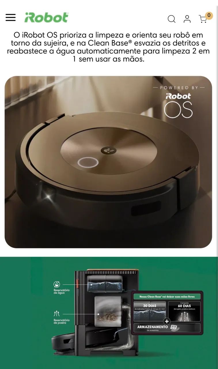 Irobot Robô Roomba Combo J9+, 2 em 1, aspira e passa pano