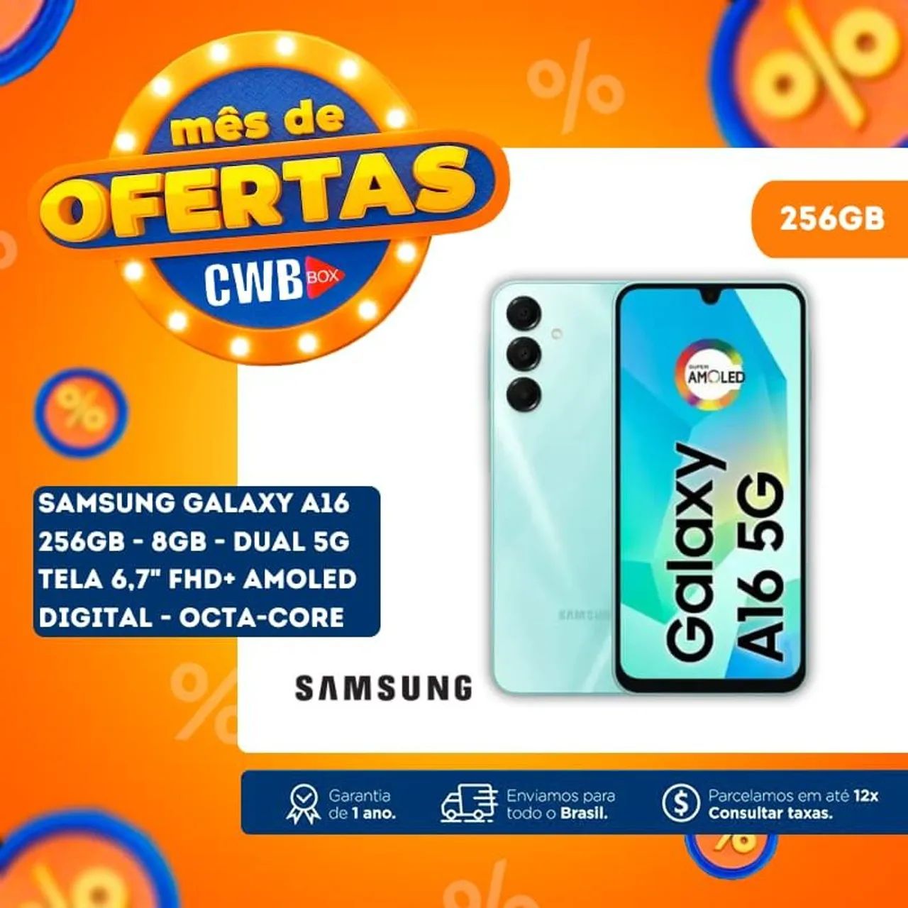Smartphone Samsung Galaxy A16 5G 256GB Dual Chip Tela 6,7 Android 14