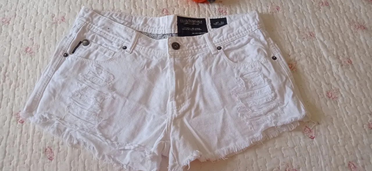 Shorts Jeans Branco Destroyed Ellus Original