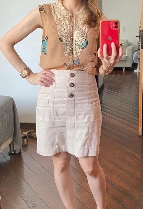 Blusa Farm nude renda e seda  - Foto 2