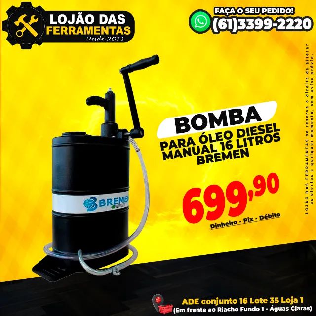 Bomba Para Óleo Diesel Manual 16 Litros Bremen