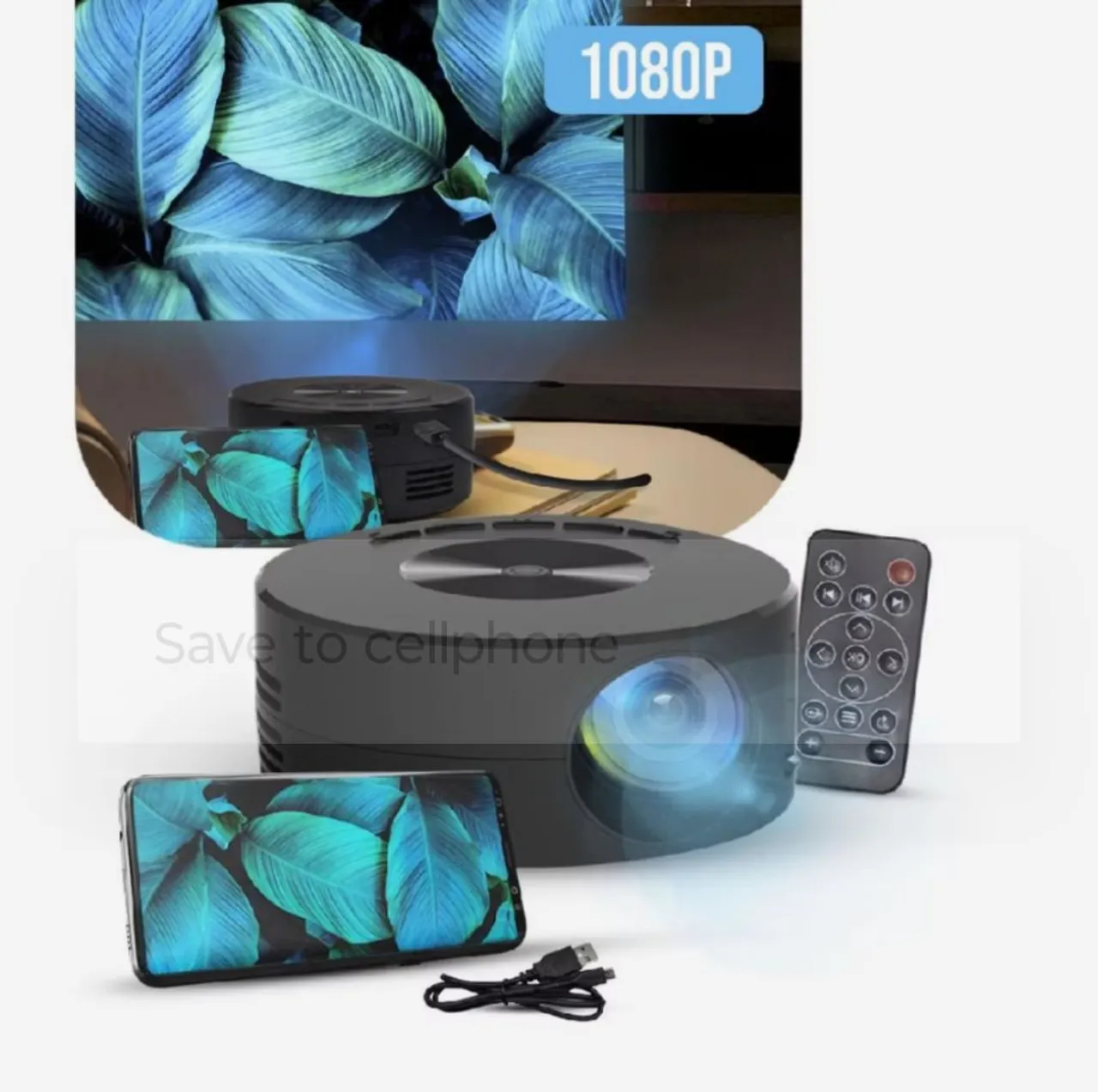 Projetor Portátil 1080P com Conexão para Celular