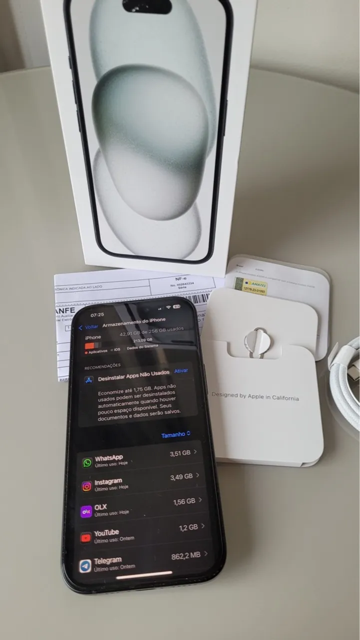 Iphone 15 256Gb - Preto - Caixa - Bateria 100% - NF + Garantia