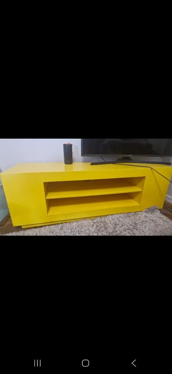 Rack amarelo moderno com prateleiras - Foto 3