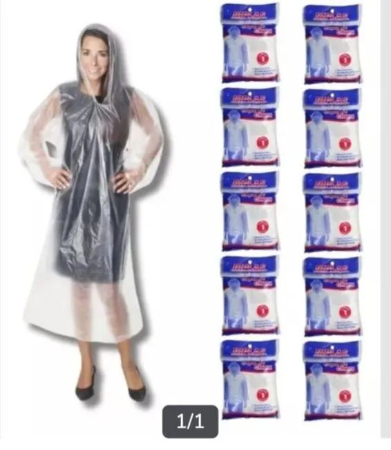 Capa de chuva descartável transparente 