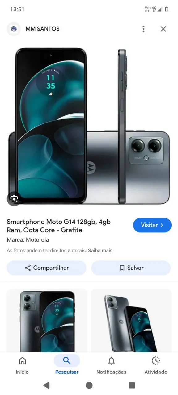 Moto G14 usado 1.000