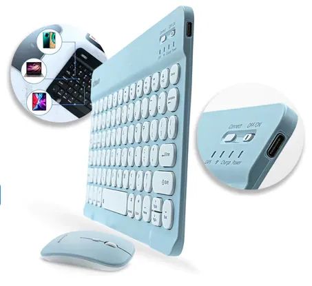 Kit de Mini Teclado e Mouse Sem Fio Bluetooth Design Moderno z994 - Foto 5