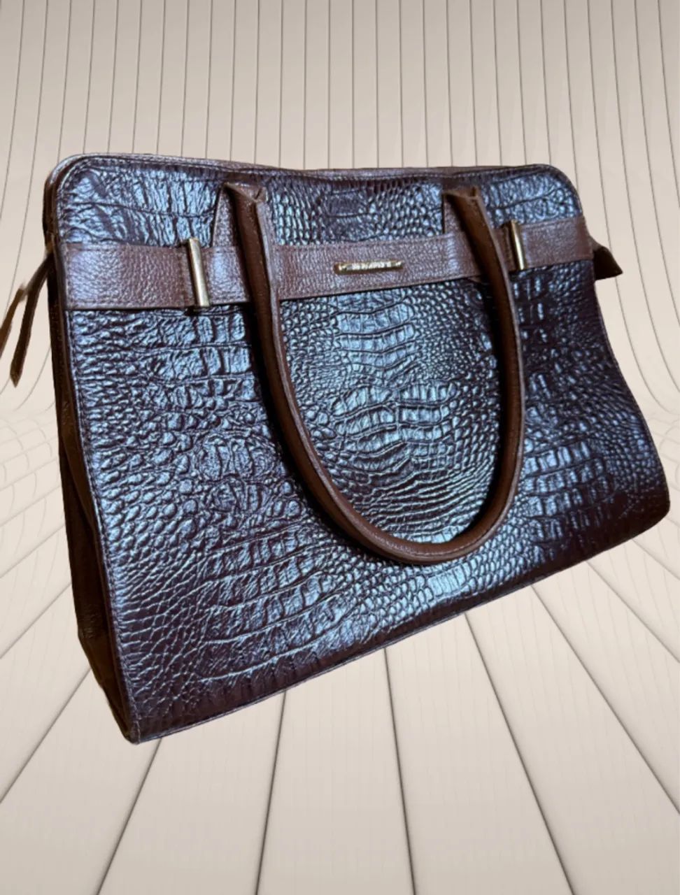 Bolsa Di Marly?s de Couro Croc Marrom - Foto 2