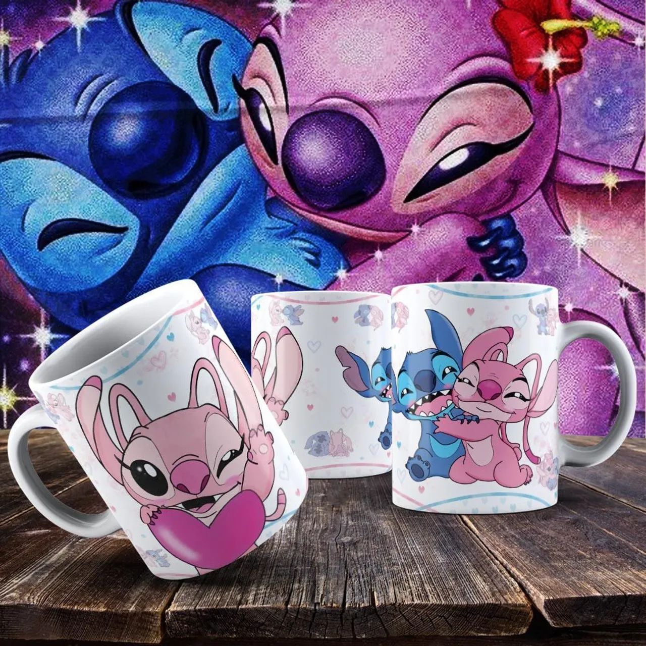 2 Canecas stitch dia dos namorados - Foto 2