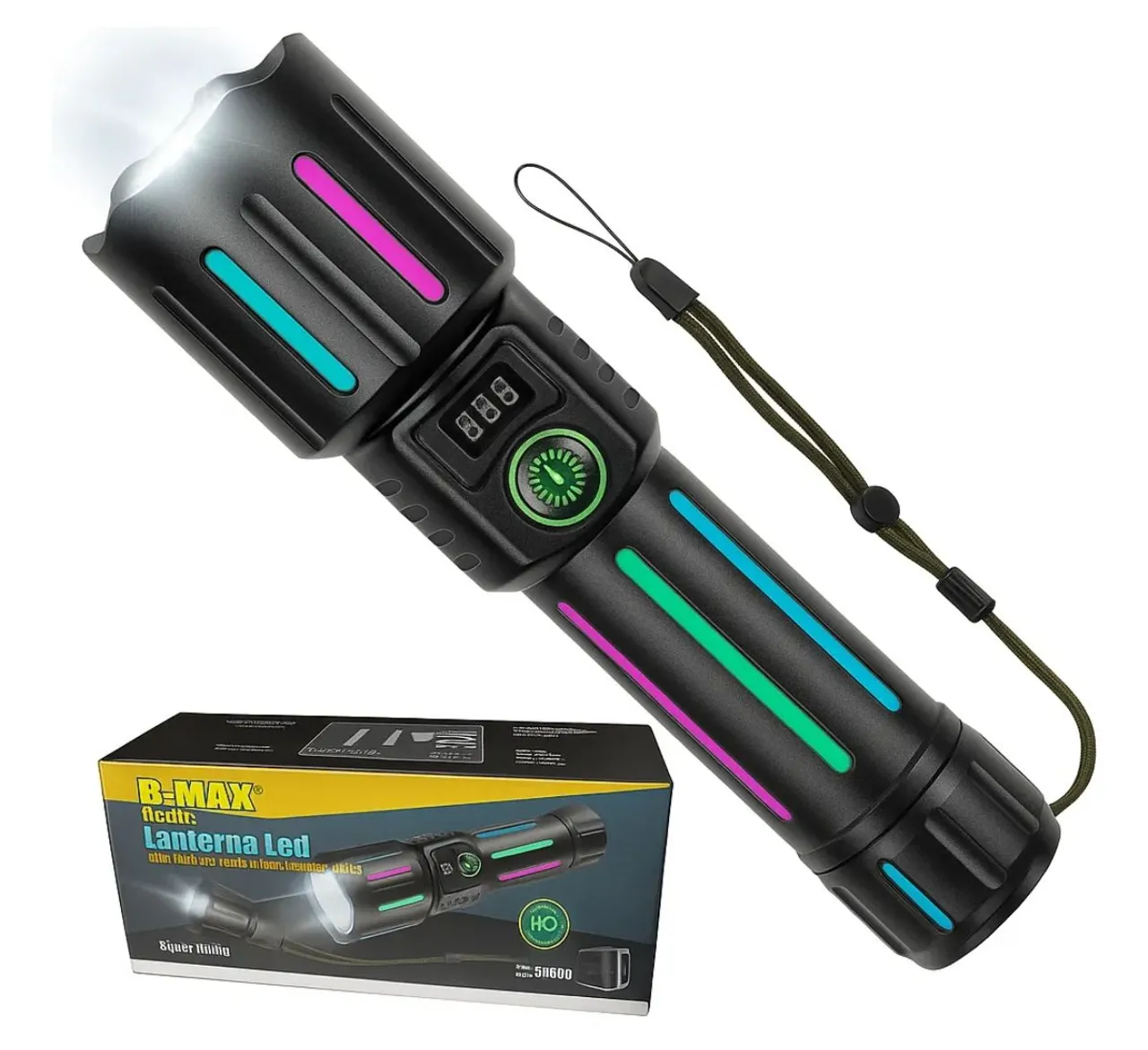 Lanterna LED B-MAX Super Potente 2mil lm- Acampamento