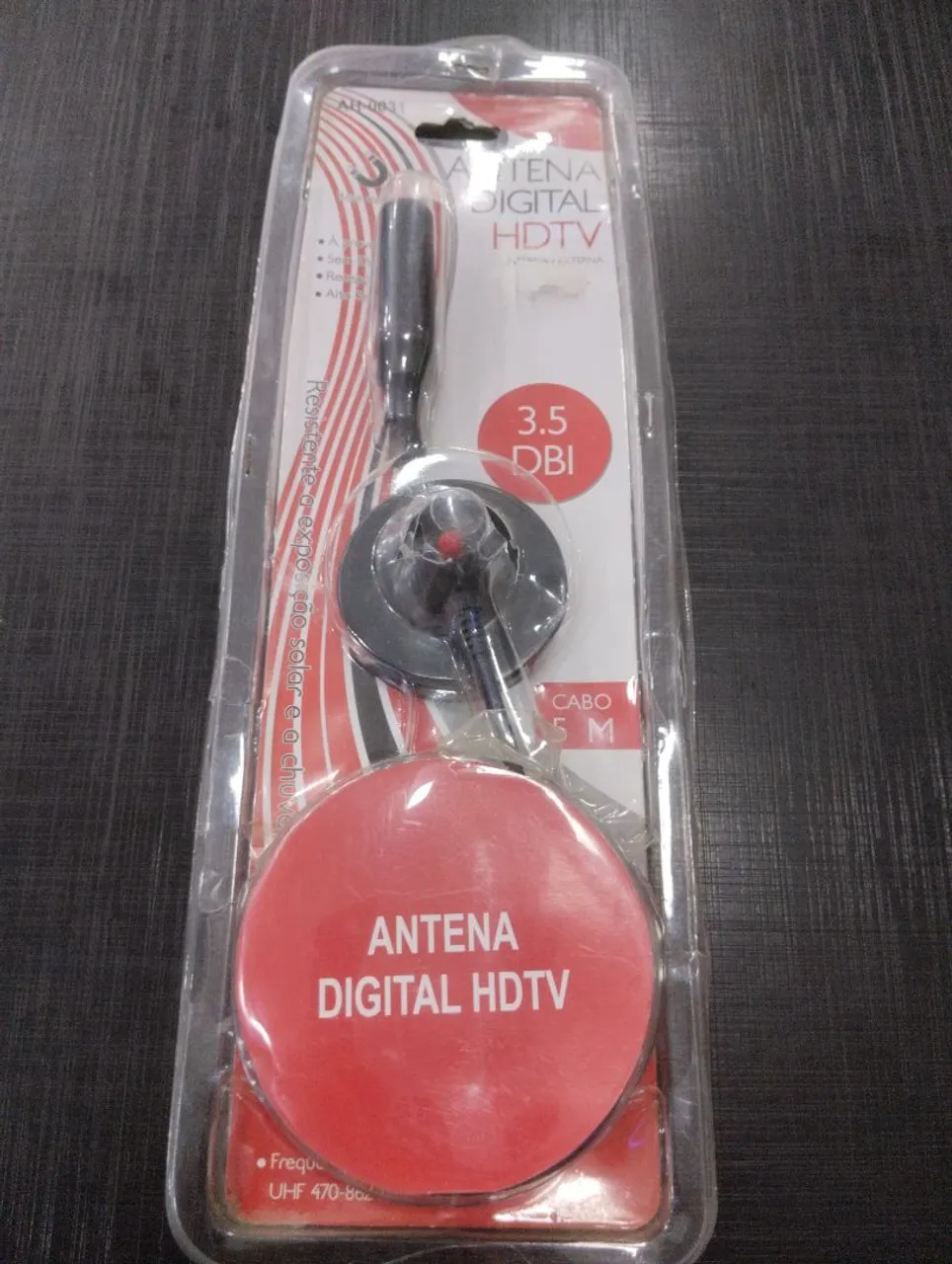 Antena Digital HDTV 3.5 DBI com Cabo de 5 Metros