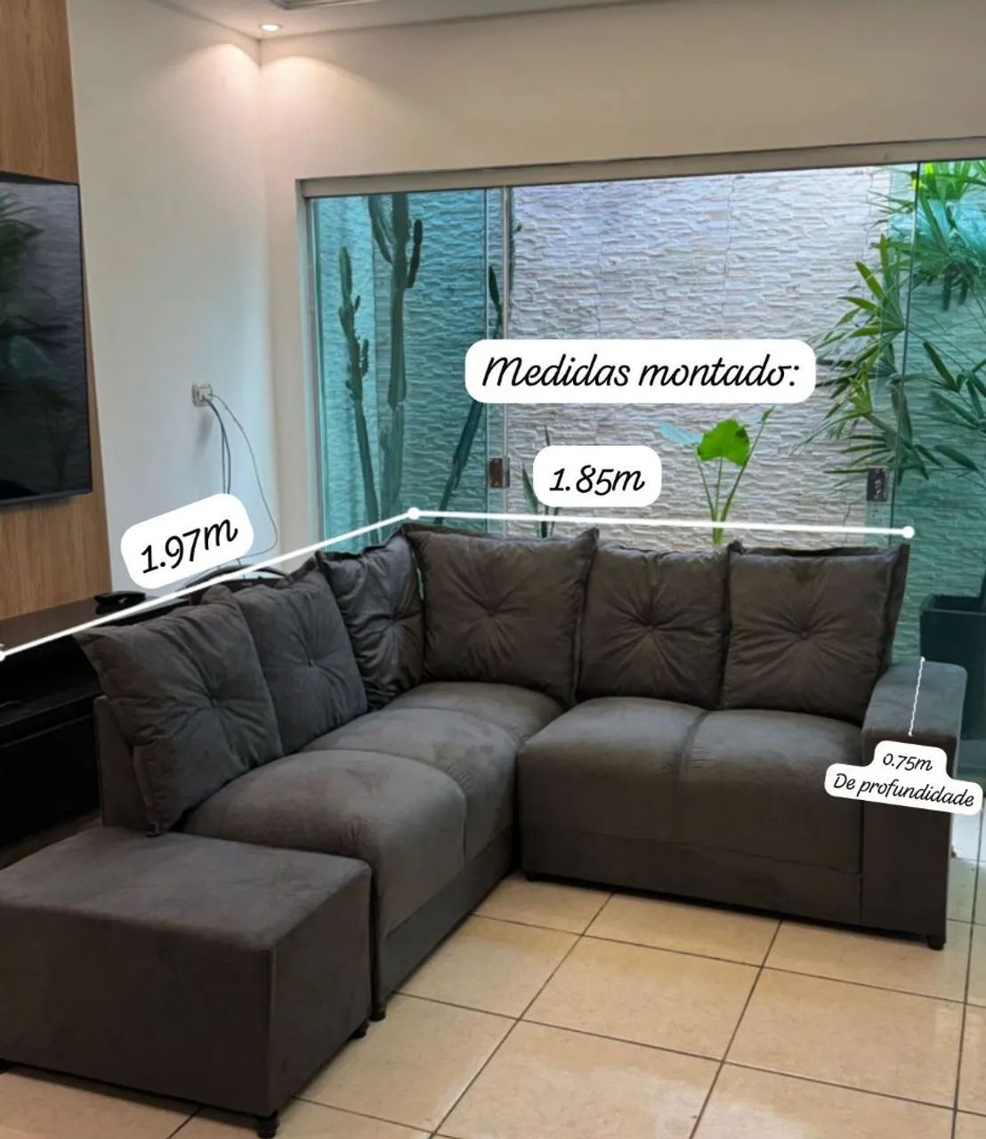 Sofá de canto com puff 750$ entrego  - Foto 4