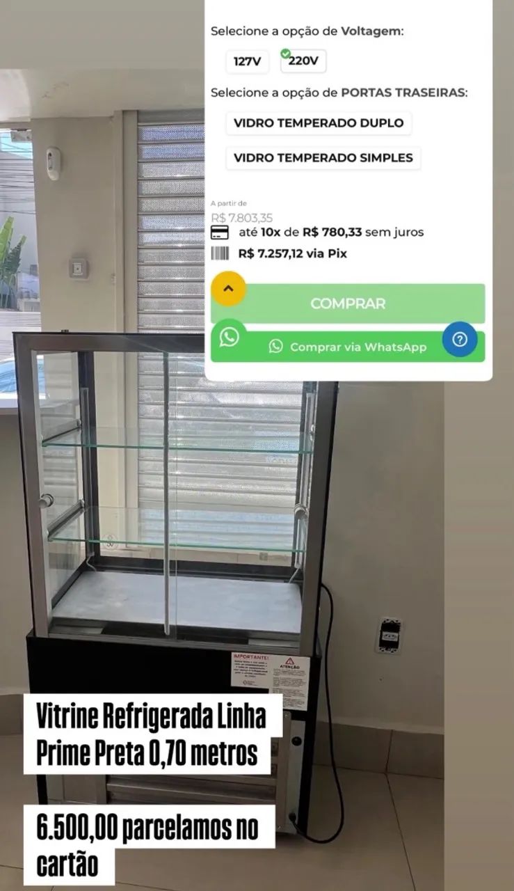 Vitrine Refrigerada Linha Prime 0,70 M vidro anti-embaçamento
