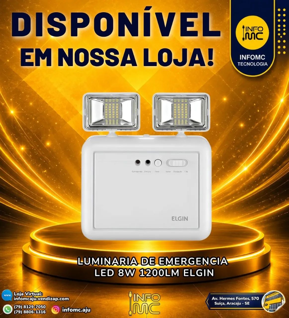 Luminária de emergência 8w 1200LM