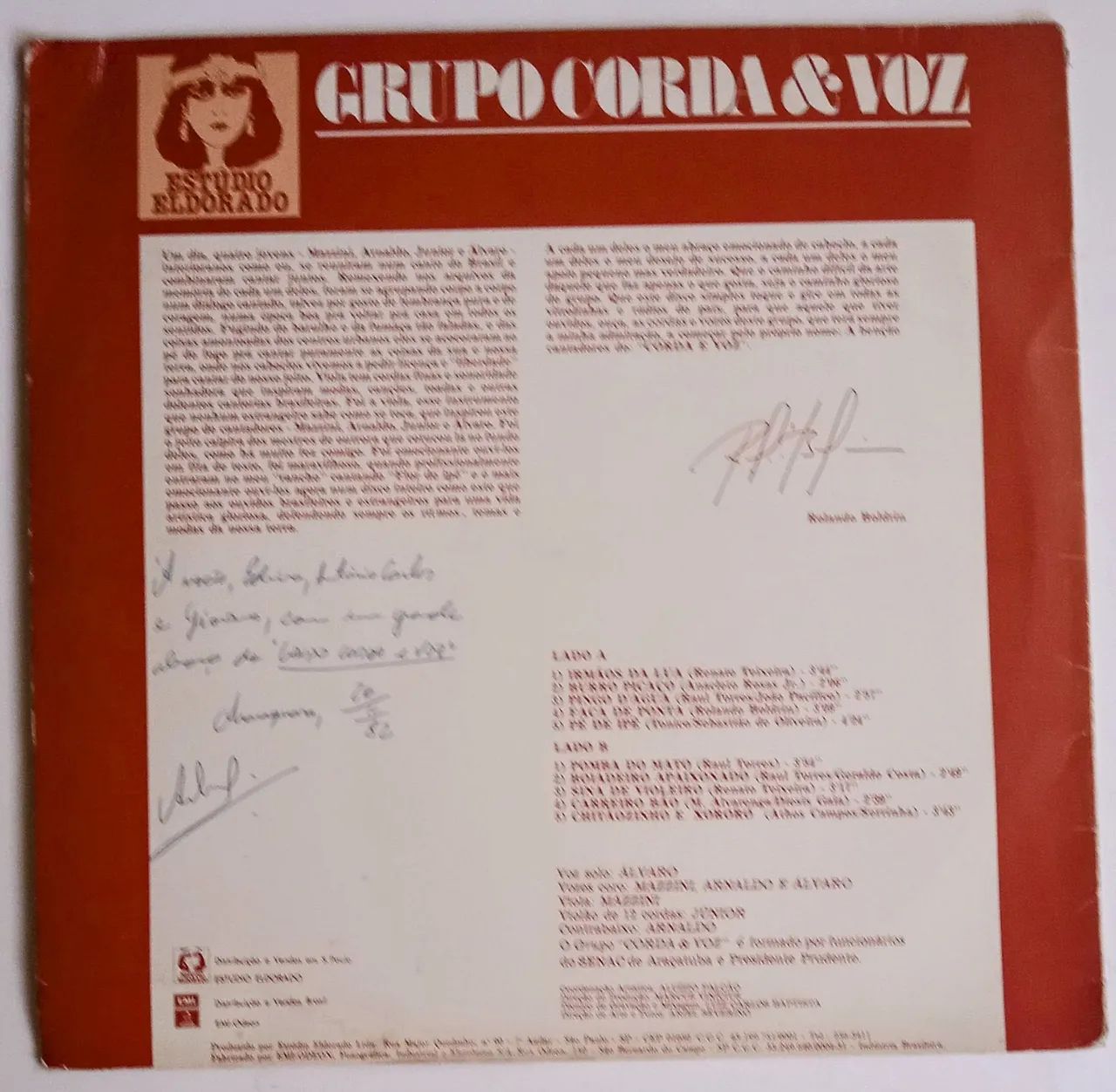 Grupo Corda e Voz, disco de Vinil Autografado 