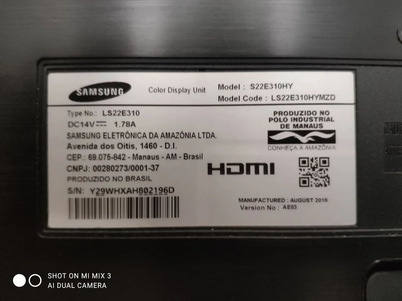 Monitor Samsung 22 polegadas HDMI x VGA