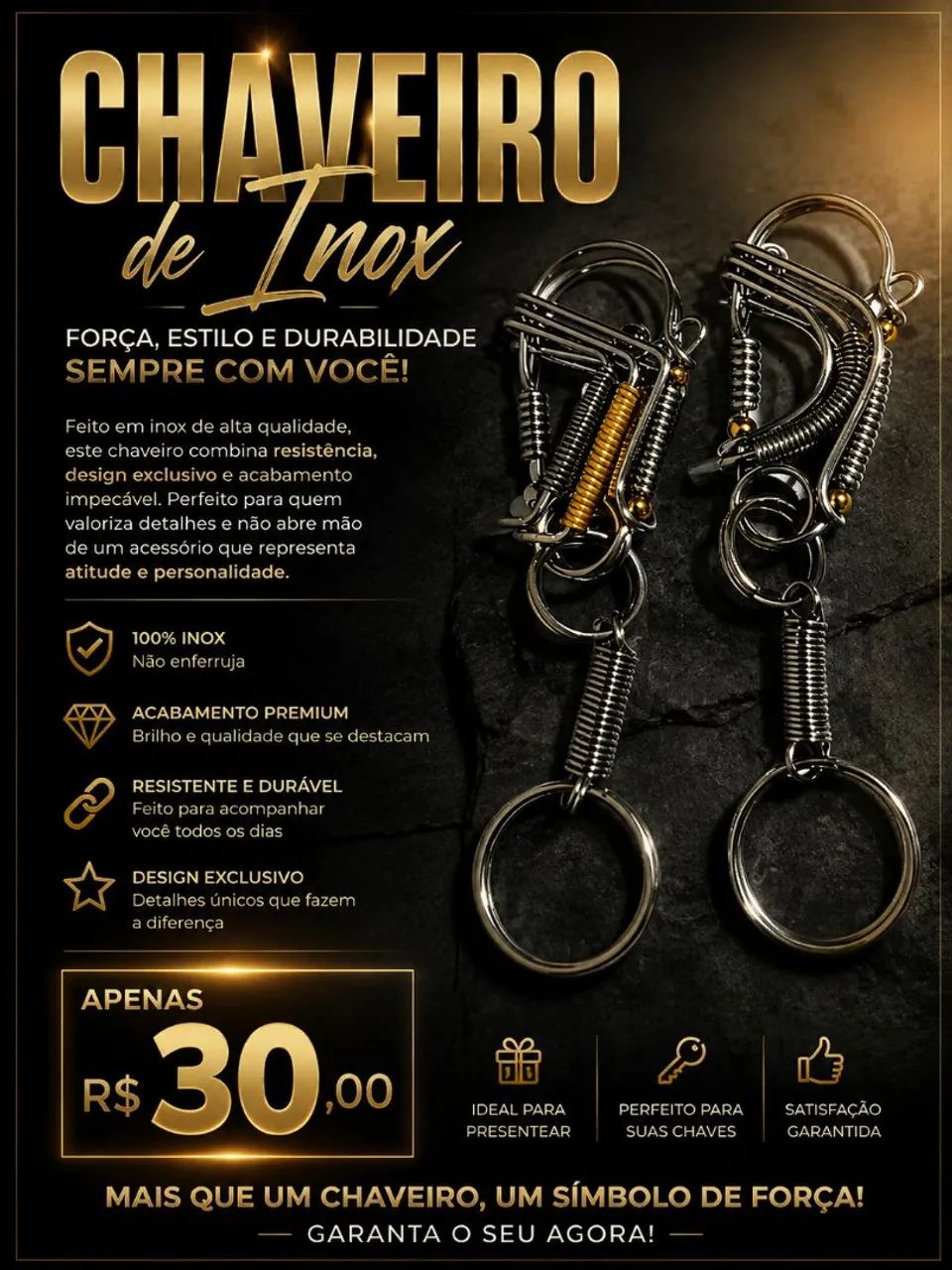 Chaveiro de inox artesanal..
