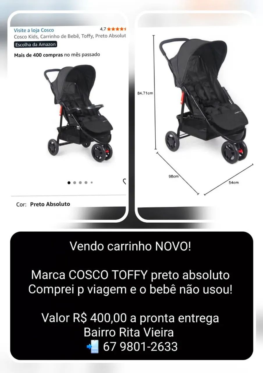 Vendo carrinho de bebe NOVO!!!