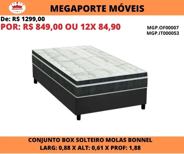 CAMA BOX SOLTEIRO DE MOLAS 