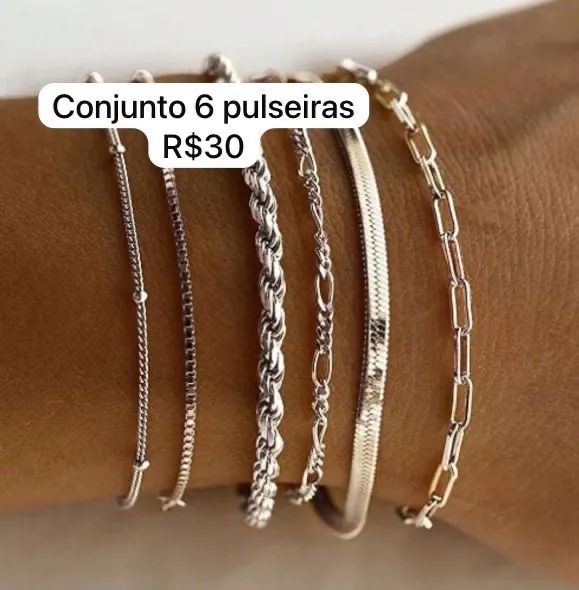 CONJUNTO 6 PULSEIRAS DOURADA/PRATA - Foto 2