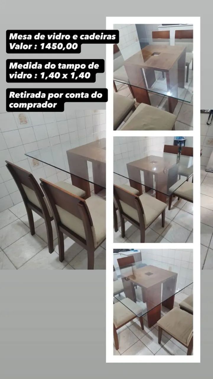 Mesa de jantar - vidro - 8 lugares 