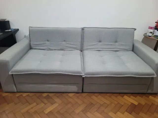 Sofá Cama Retrátil Chenile Linho Chade - Foto 4