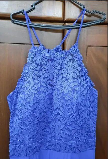 Vestido de Festa Azul Com Renda  - Foto 2