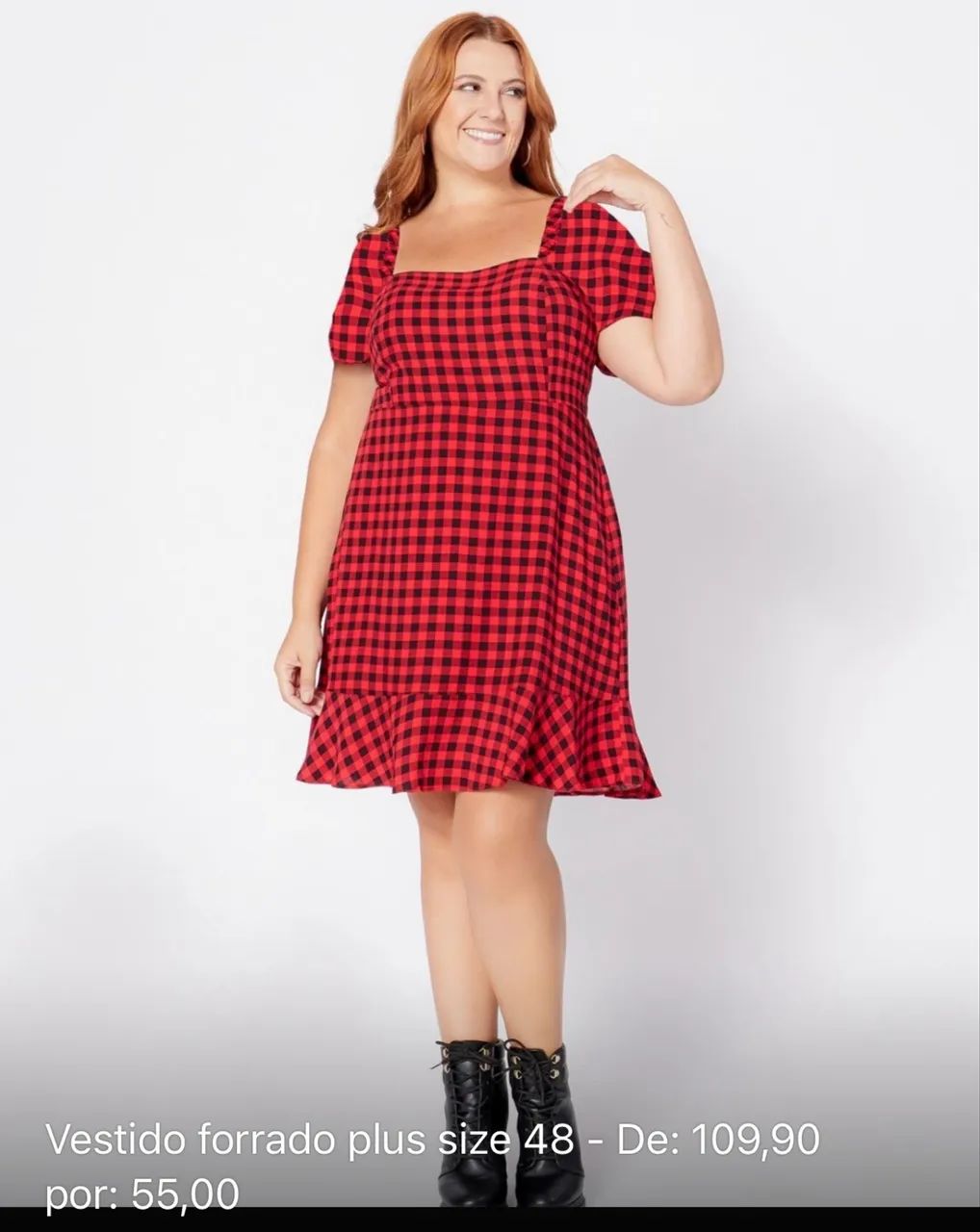 Vestido xadrez plus size 48