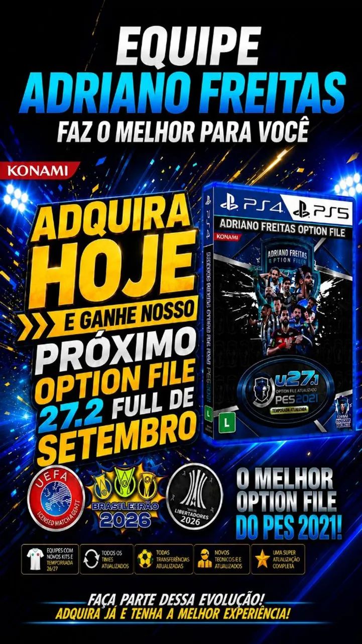 ATUALIZAÇÃO PES 21 PS4 E PS5 