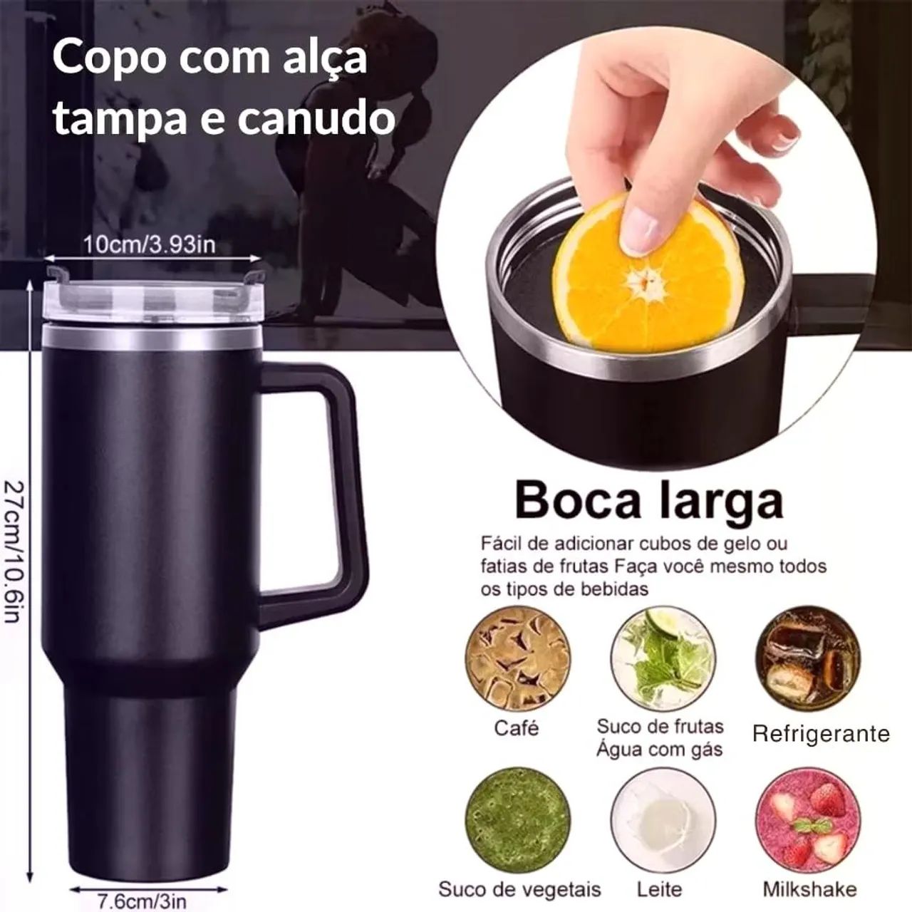Copo Térmico com alça e canudo 1200ML - Foto 3