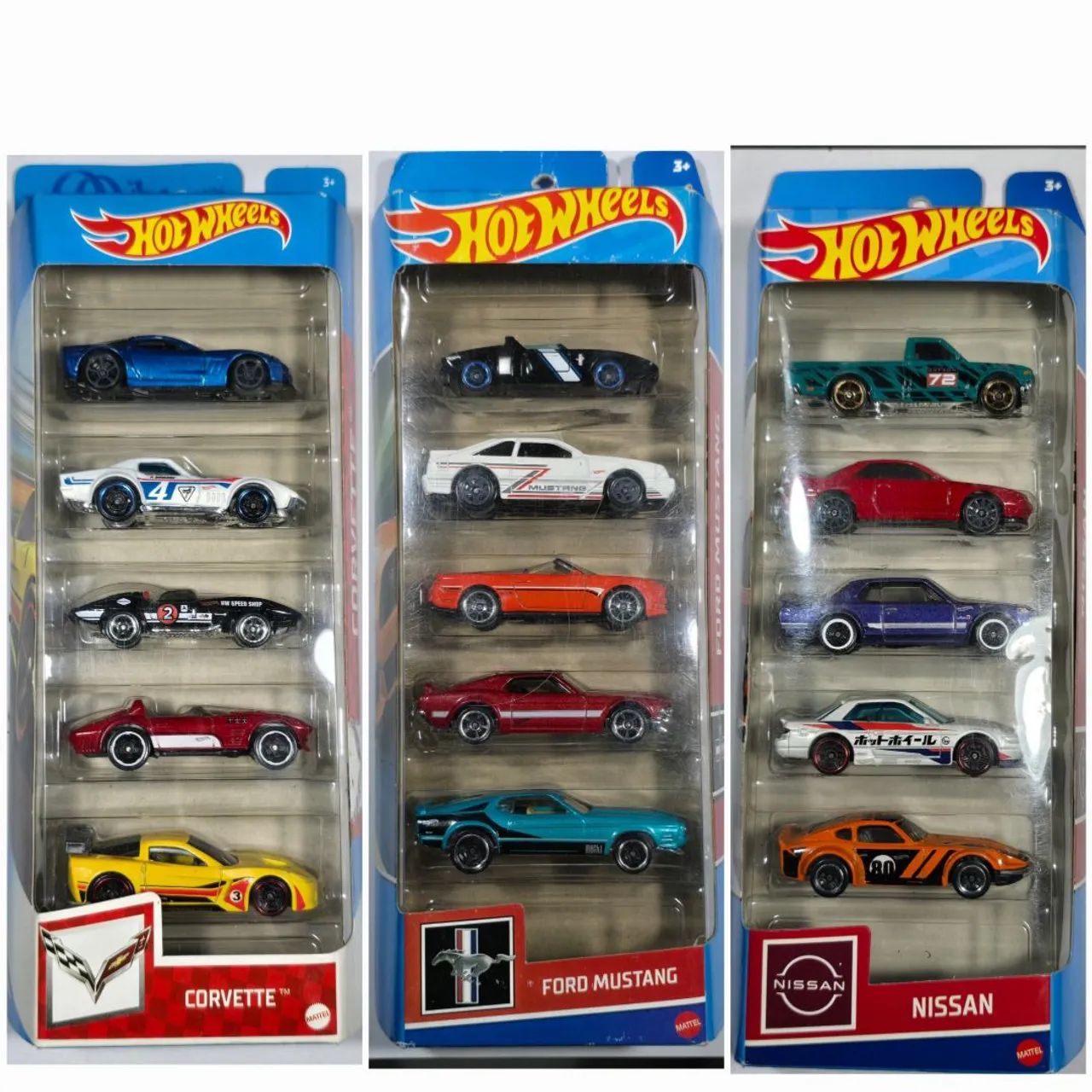 3 Packs Hot Wheels - Mustang, Corvette e Nissan