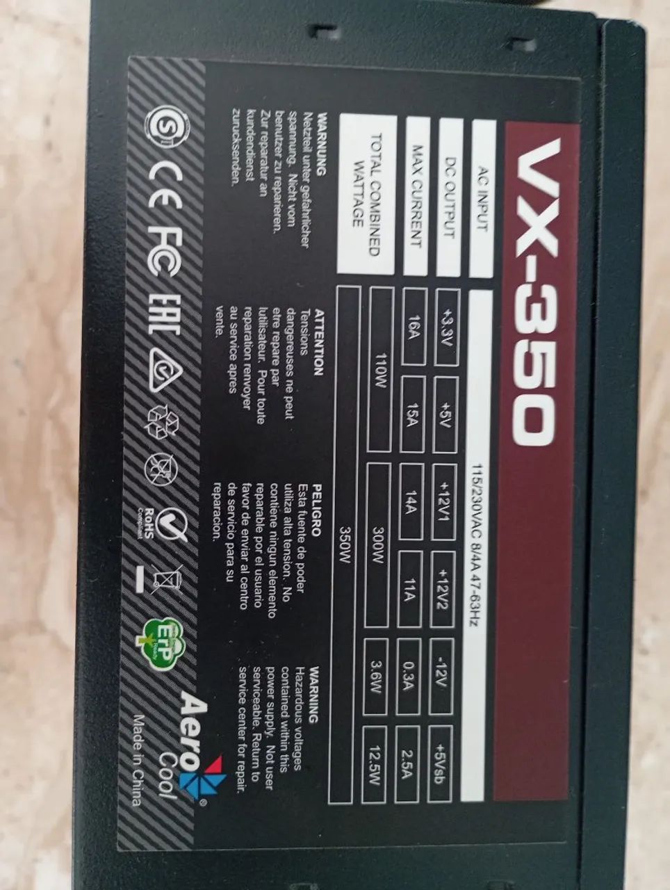 Fonte 350w VX-350 AeroCool