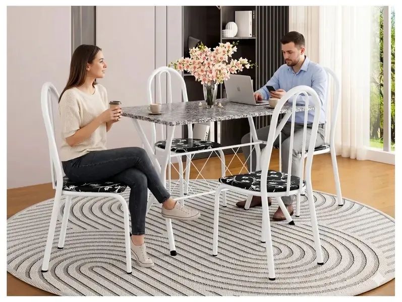 Mesa de Jantar 4 Cadeiras Retangular Branca Artefamol Ravena - Foto 2