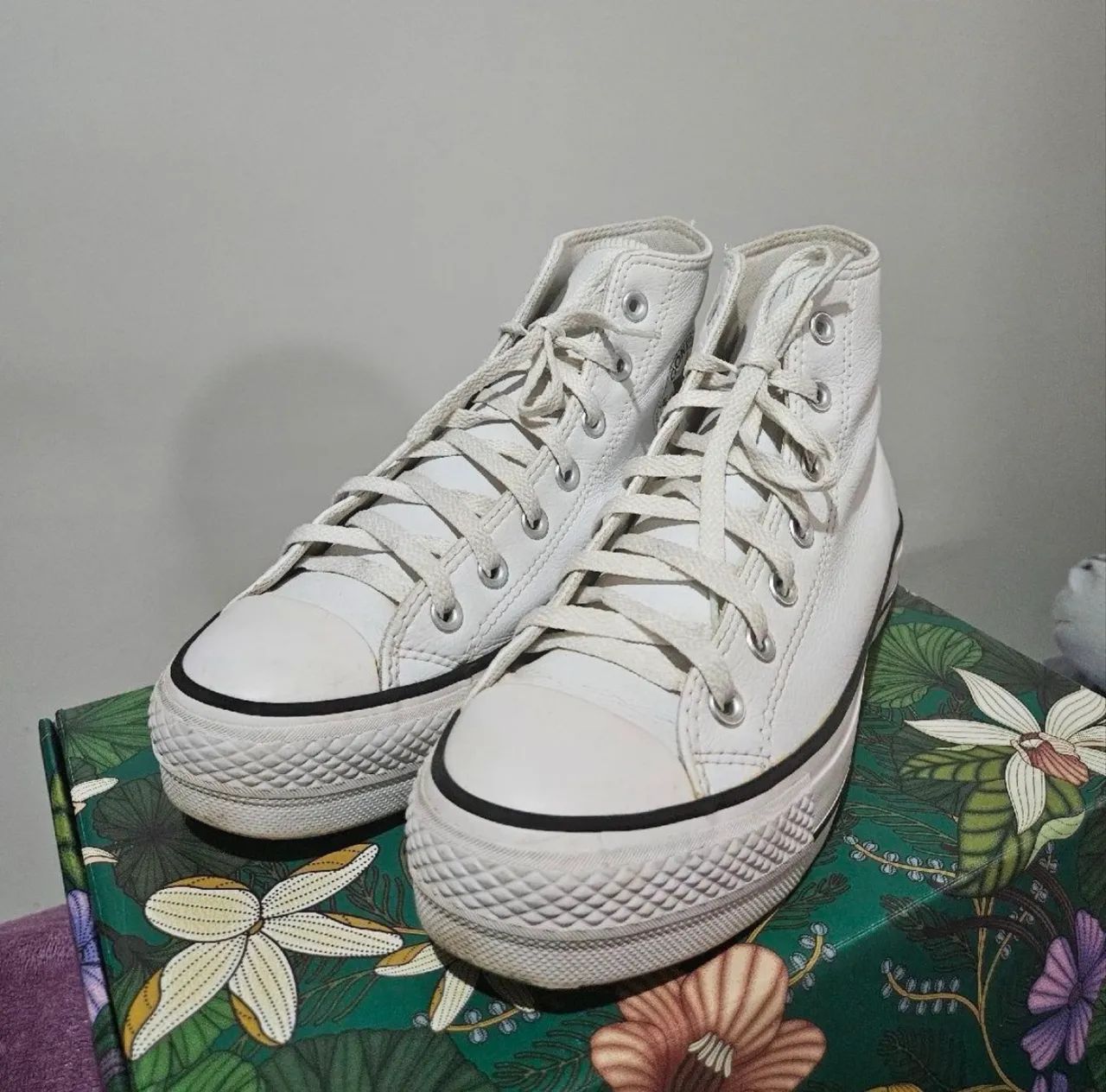 All star de couro  branco original - modelo plataforma  - Foto 3