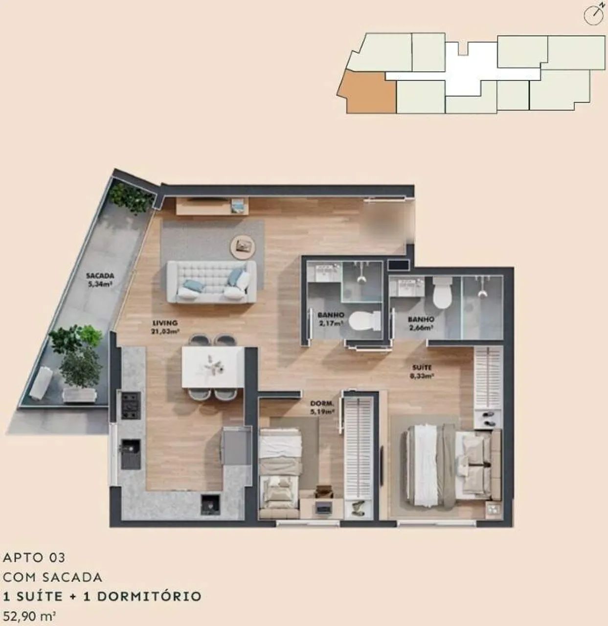 Apartamento com sacada, suíte e vaga no Bothanic, Centro de Itajaí - Foto 2
