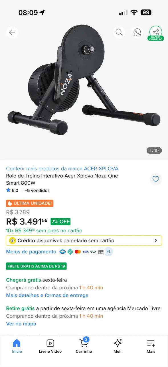 Rolo de treino smart inteligente NOZA ONE - Ciclismo - Mossunguê