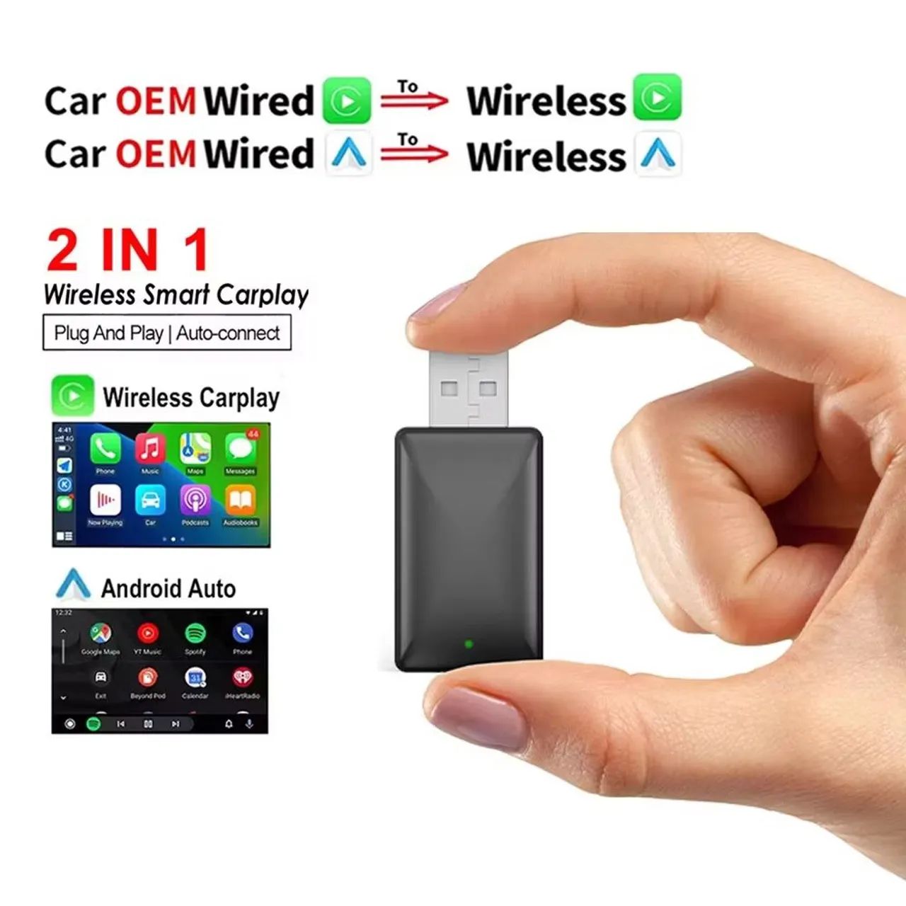 Adaptador Android auto carplay sem fio - Foto 2
