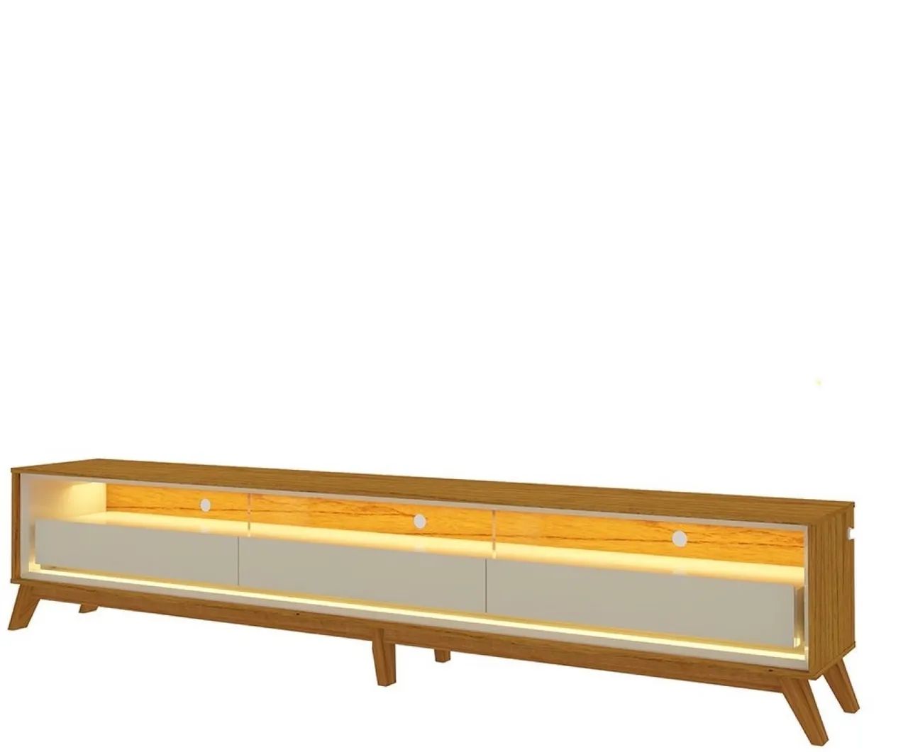 Rack com LED MDF 260CM pés em madeira maciça  