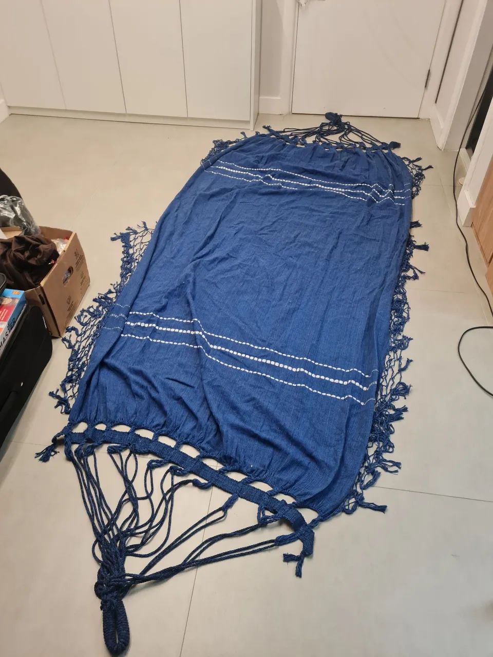 Rede de Descanso em Algodão Azul - Excelente Estado