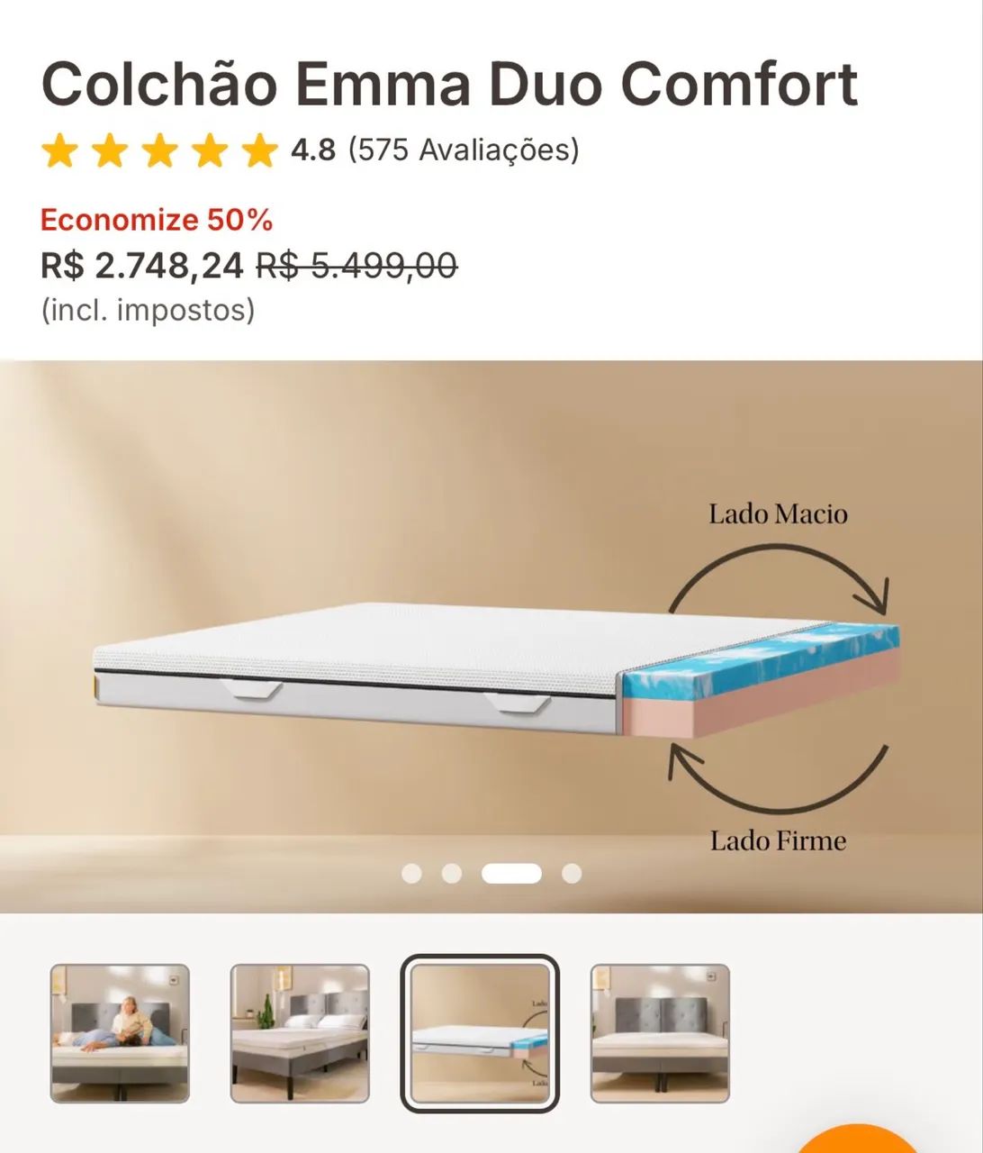 Colchão Emma Duo Comfort KING SIZE