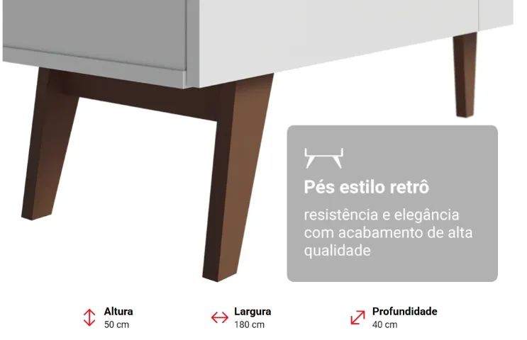 Rack TV  (até 75 ?)  Polegadas 1,80, 2 Portas 1 Gaveta, Branco Madesa Reims - Seminovo - Foto 5