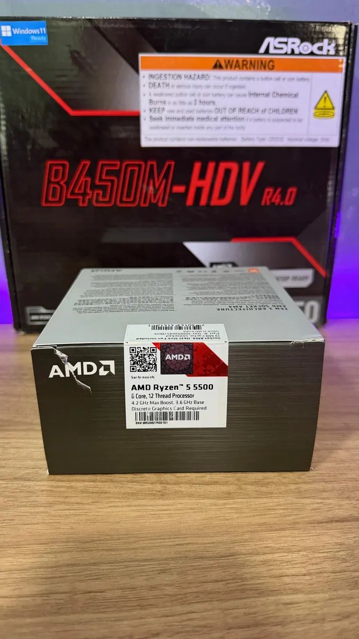 Kit Ryzen 5 5500 + Placa-mãe B450 ASRock - Foto 2