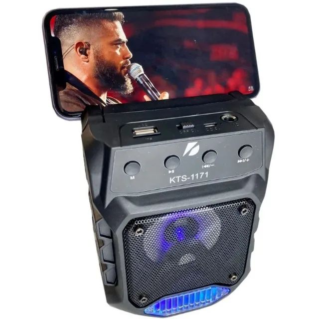 Caixa De Som Amplificada com karaokê Com Microfone Bluetooth, Pendrive, Usb, Fm ,Sd p10 - Foto 4
