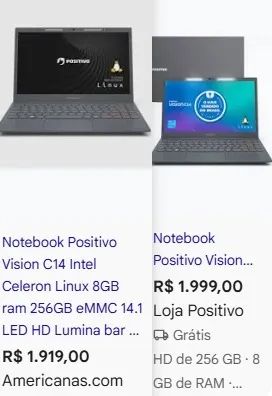 Notebook NOVO! Positivo vision c14